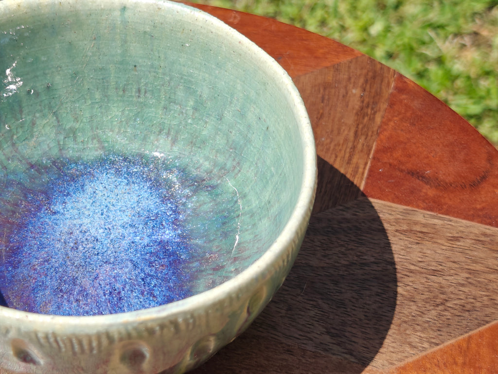 Peacock Pattern Pot - 5" shallow pot