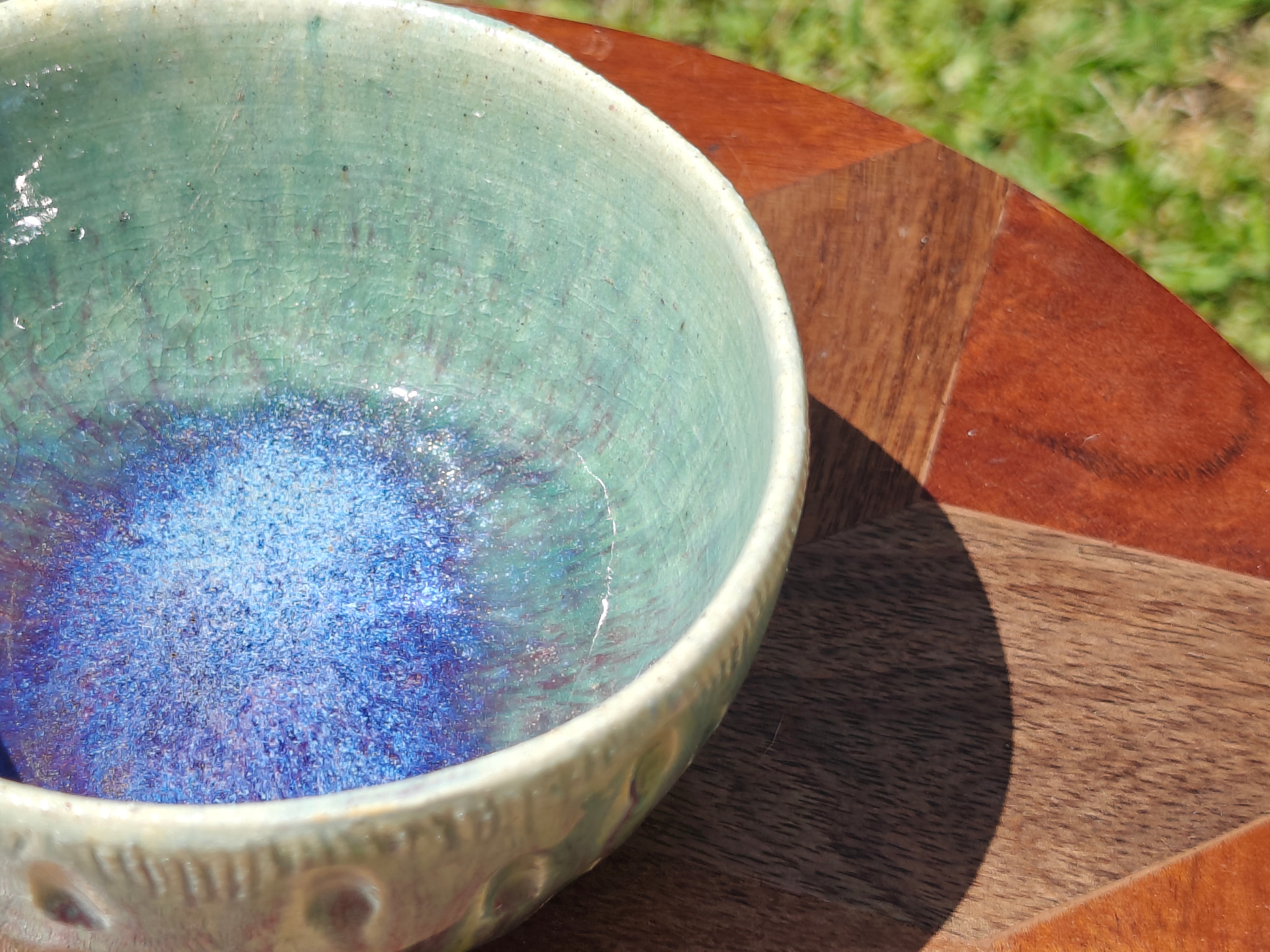 Peacock Pattern Pot - 5" shallow pot